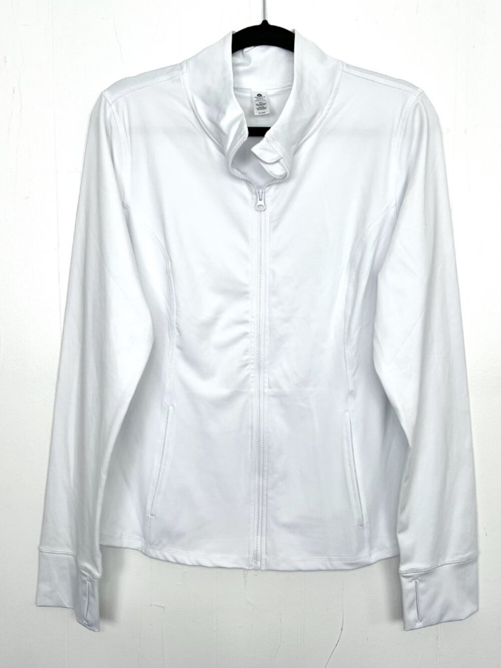 NWT $78 Velocity Active Zip Up Jacket White Thumbholes XXL